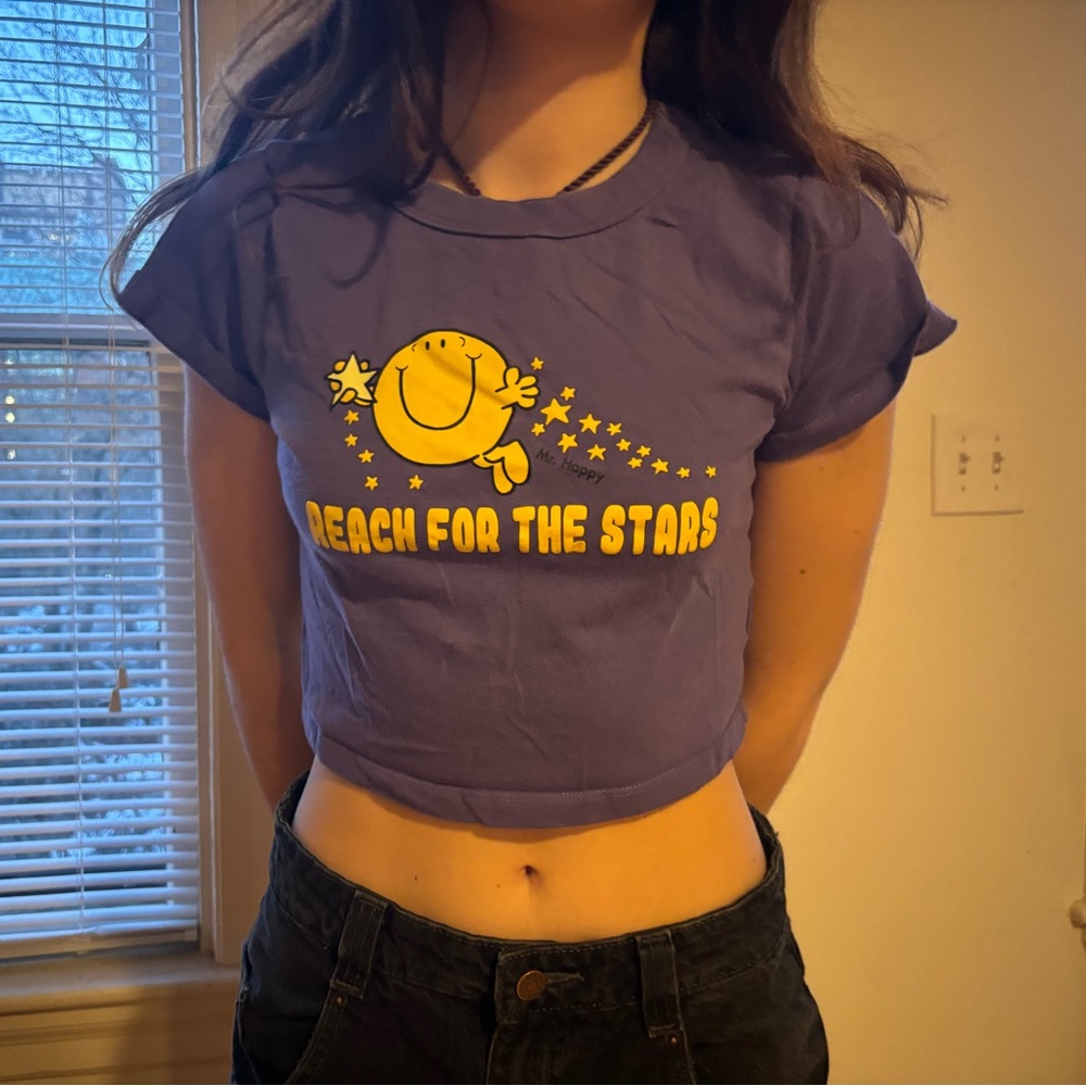 Purple crop top “little miss sunshine” shirt